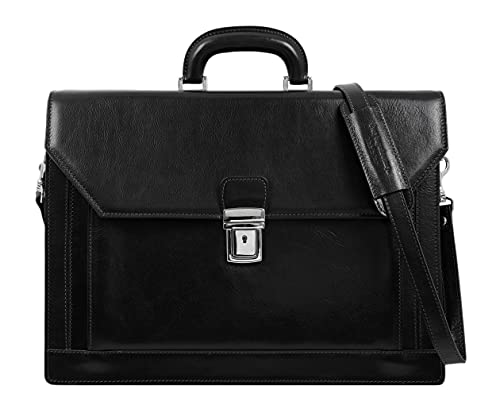 Mens Leather Briefcase Full Grain Leather Laptop Bag up to 17’’ Brown Attache Case - Time Resistance