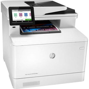 HP Color Laserjet Pro MFP M479fdw Wireless Laser All-in-One Printer, Copier, Scanner, Fax, W1A80A#BGJ with Power Strip Surge Protector + Electronics Basket Microfiber Cleaning Cloth