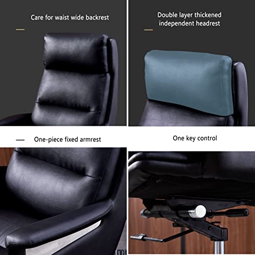 CBLdF Executive Office Chair, Ergonomic Adjustable Reclining Swivel Computer Seat (Black/White Cowhide)