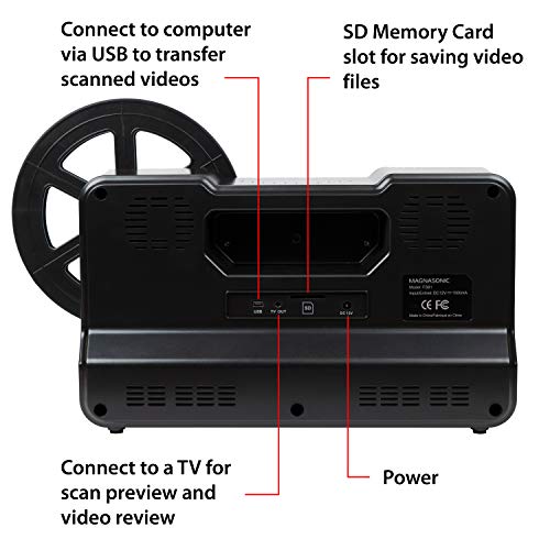 Magnasonic Super 8/8mm Film Scanner, Converts Film into Digital Video, Vibrant 2.3" Screen, Digitize and View 3", 5" and 7" Super 8/8mm Movie Reels (FS81)