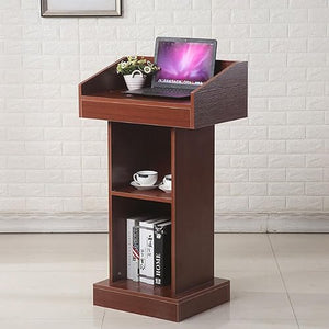 CAMBOS Lectern Podium Stand with Open Storage - Lightweight Wood Conference Table Podium