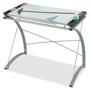 Safco Products 3966TG Xpressions Glass Top Drafting Table, Metallic Gray Frame