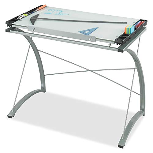 Safco Products 3966TG Xpressions Glass Top Drafting Table, Metallic Gray Frame