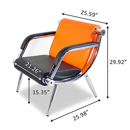 Bestmart INC PU Leather Waiting Room Visitor Guest Sofa Seats Executive Side Office Reception Chair 2 Pcs,Orange