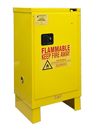 Durham 1012SL-50 Flammable Safety Cabinet with 1 Self Closing Door and Legs, 23" x 18" x 42-3/8", 12 gal Capacity, Yellow