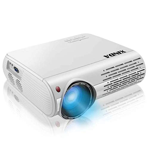 1080P Projector (Upgraded Version 2),XINDA 6500 Lux 4K Video Projector with Big Display,±50°Keystone Correction,Home&Business 4D Projector for Fire TV Stick,Smartphone,PC,Box,PS4,HDMI,VGA,USB