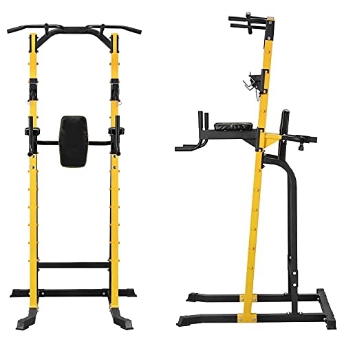 Bueuwe Power Tower Pull Up Bar Station Workout Dip Station Multi-Function Pull Up Tower with J Hook Home Strength Training Workout Equipment