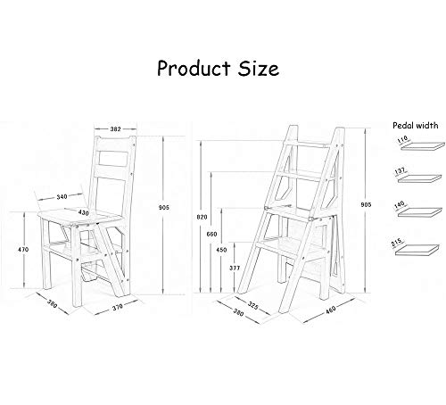 LUCEAE Bamboo 4-Step Folding Step Ladder with Non-Slip Treads
