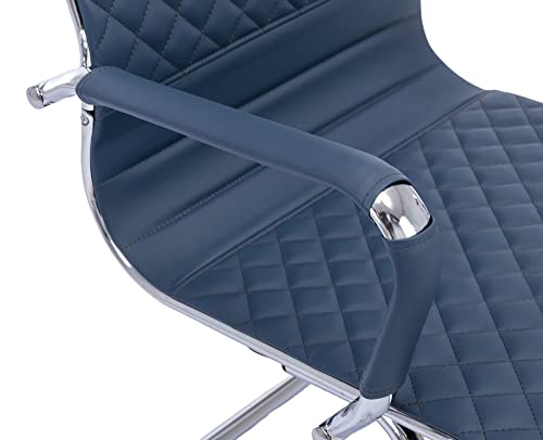 VESCASA Office Guest Chairs with Rhombic Grid Design Back, Set of 8 - Navy Blue