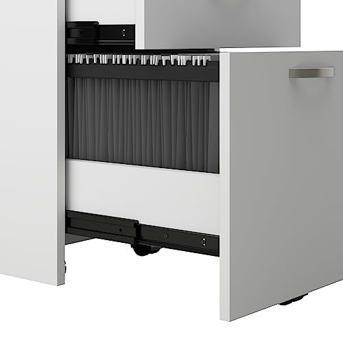 Bush Business Furniture Office in an Hour L Shaped Cubicle Desks with Storage and Privacy Panels | Double Workstation Set, Pure White