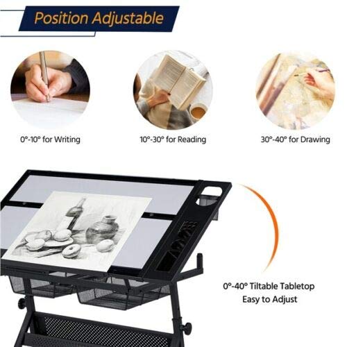 Drawing Table Adjustable Folding, Designer Architect, Drafting Table Art & Craft Drawing Comfortable Work Space Workstation Home, Office, Studio, or School