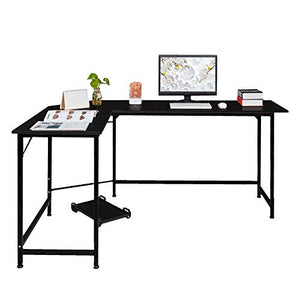 FCSFSF Desktop Computer Desk L-Shaped Desk Corner Computer Table Game Table Workstation, Used for Home Office Study, Black