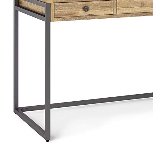 SIMPLIHOME Ralston SOLID WOOD and Metal Modern Industrial 60 inch Wide Home Office Desk, Writing Table, Workstation, Study Table Furniture in Distressed Golden Wheat with 2 Drawerss