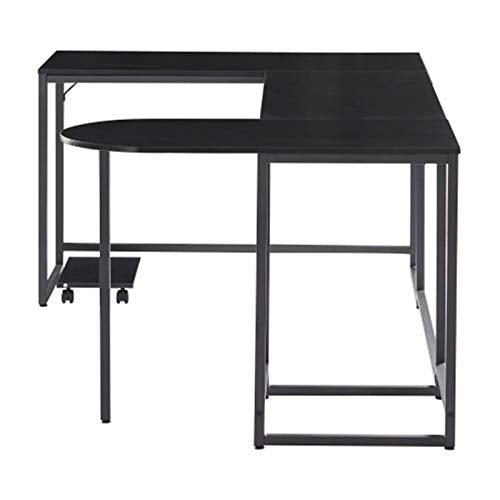 RKRLJX Computer Home Office U-Shaped Computer Desk, Industrial Corner Writing Desk with CPU Stand, Gaming Table Workstation Desk for Home Office(Black)