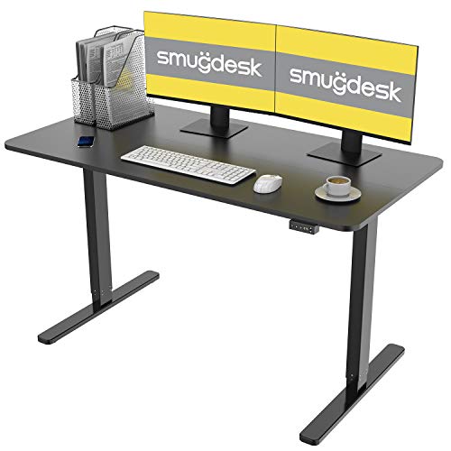 Electric Standing Desk Height Adjustable Desk, 48 x 24 Inches Computer Desk for Workstation Home Office Table Sit Stand Desk with Splice Board/Black Frame