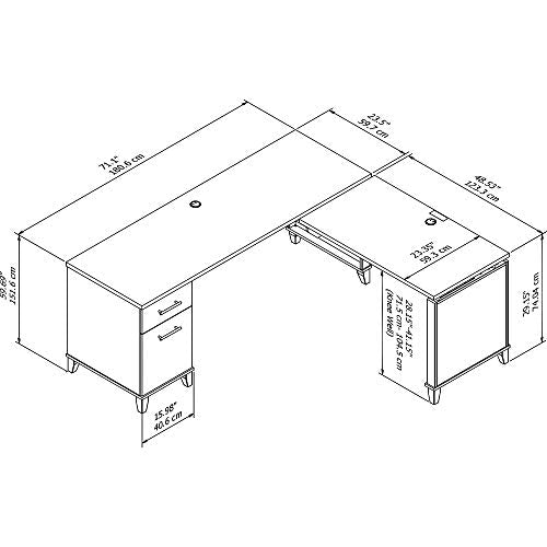 Bush Furniture Somerset 72W Sit to Stand L Shaped Desk in Storm Gray