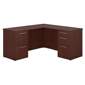 Bush Business Furniture 300 Series 60W x 22D L Shaped Harvest Cherry Office Desk with 2 and 3 Drawer Pedestals and 36W Return
