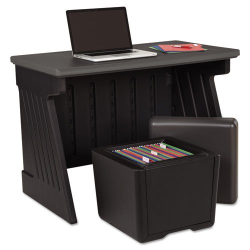 Iceberg ICE75007 SnapEase Computer Workstation, High-Density Plastic, 42" Width x 30" Height x 24-1/2" Depth, Black/Charcoal
