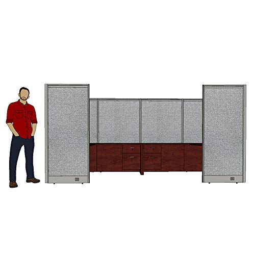 G GOF Double 4 Person Workstation Cubicle (11'D x 12'W) / Office Partition, Room Divider (72" H, Espresso)