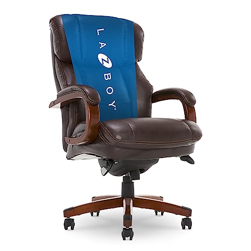 La-Z-Boy Fairmont Big and Tall Executive Office Chair with Memory Foam Cushions, High-Back, Bonded Leather - Biscuit Brown