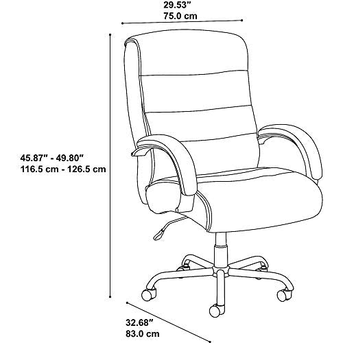 Bush Business Furniture Soft Sense Big and Tall High Back Leather Executive Office Chair in Black
