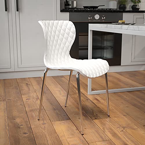 EMMA + OLIVER 4 Pack White Plastic Stack Chair