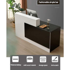 GHXYDSS Reception Desk Service Counter 140x60x100cm - Coffee + White Marble Pattern