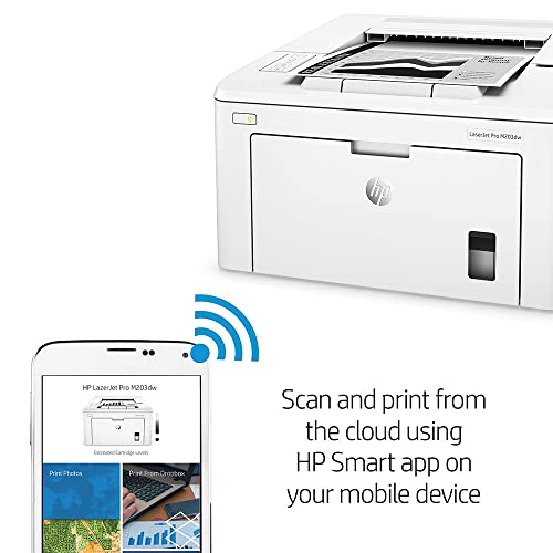 HP Laserjet Pro M203dwB Print Only Wireless Monochrome Laser Printer for Home Business Office, White - 30 ppm, 1200 x 1200 dpi, 8.5 x 14, Auto Duplex Printing, Ethernet