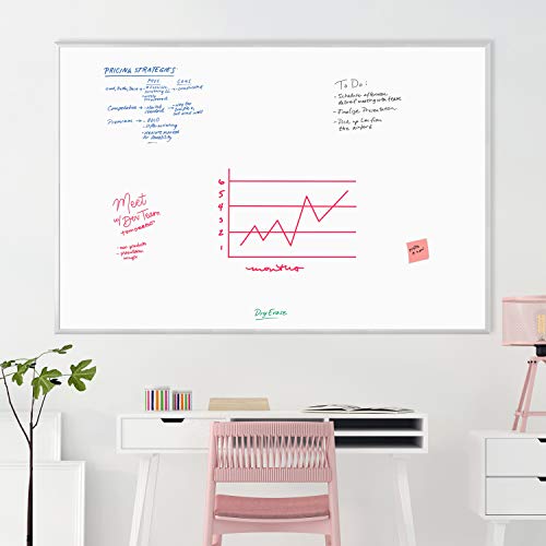 U Brands 033U00-01 Basics Dry Erase Board, 70 x 47 Inches, Melamine Surface, Silver Aluminum Frame, White