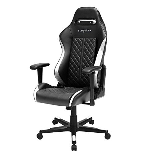 DXRacer Drifting Series OH/DF73/NW Racing Seat Office Chair Gaming Ergonomic adjustable Computer Chair with - Included Head and Lumbar Support Pillows (Black, White)