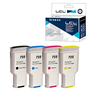 LCL Compatible Ink Cartridge Replacement for HP 728 F9J68A F9J67A F9J66A F9J65A High Yield DesignJet T730 36-in Printer T830 24-in MFP T830 36-in MFP ( MBK C M Y 4-Pack)