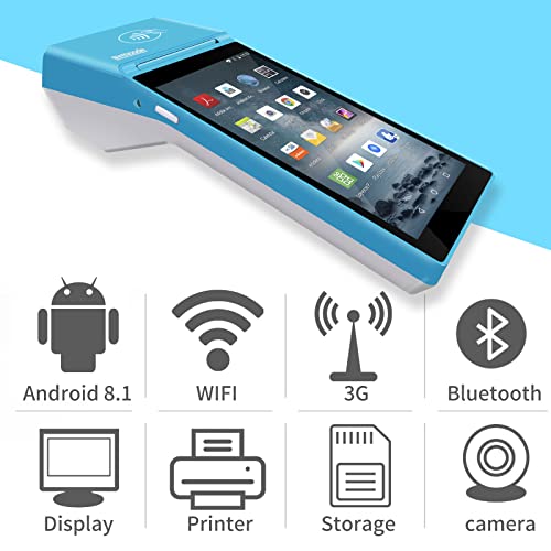POS PDA Receipt Printer 58mm Thermal Printer with Android 8.1 OS 5.5" Touch Screen.Scan 1D/2D/QR barcodes. Support 3G.Bluethooth. Wi-Fi .NFC.