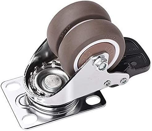 IkiCk Silent Plate Casters with Brake 15 Inch Rubber Wheels