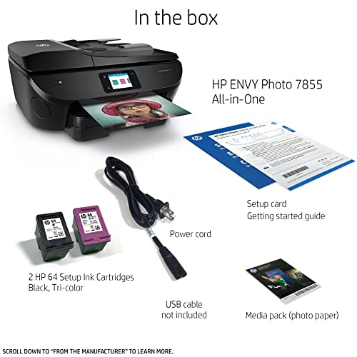 HP ENVY 78 55 Wireless All-In-One Color Inkjet Photo Printer, Black- Print Copy Scan Fax - 2.65" Touchscreen CGD, 15 ppm, 4800x1200 dpi, Auto 2-Sided Printing, 35-page ADF, Ethernet, Instant Ink Ready