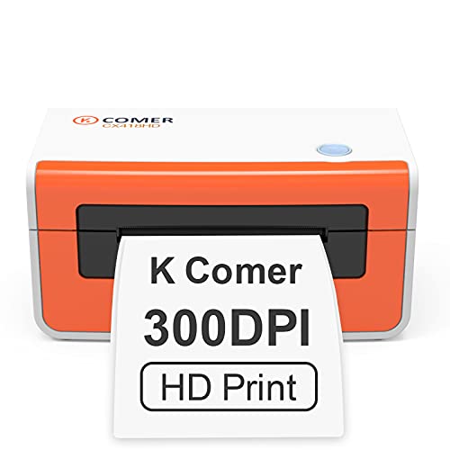 K COMER Thermal Label Printer 300DPI,4x6 Shipping Label Printer for Package,Desktop Label Maker Compatible with Amazon, Etsy, USPS, Shopify, Ebay, Work with Windows & Mac for Small Business