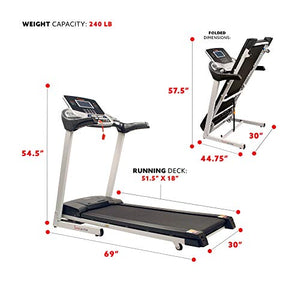 Sunny Health & Fitness Energy Flex Electric Treadmill with Bluetooth Connectivity, Automatic Incline, Speakers and 16 Preloaded Programs - SF-T7724, Gray, Twin