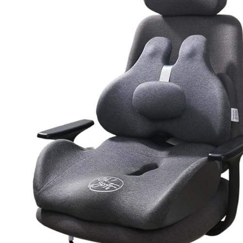 LSTQPK Office Chair Cushion - Memory Foam, Adjustable Support, Gray