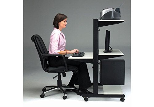 Mayline Group Adjustable Height Computer Cart Medium Cherry Finish Dimensions: 32" W x 31" D x 50" H Weight: 60 lbs.