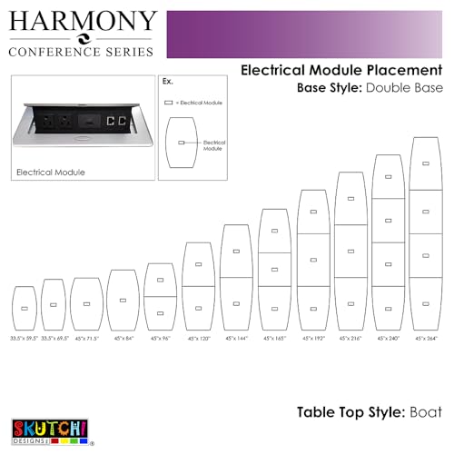 SKUTCHI DESIGNS INC. Harmony Series 8' Conference Table | 8 Person Boat Meeting Room Table | Metal Bases | 2 Power and Data Modules | Asian Night