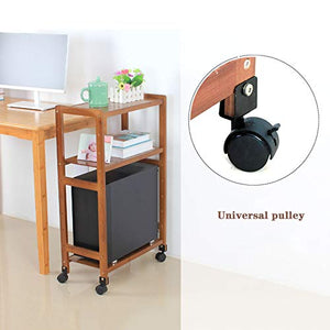 WAOCEO CPU Stand Double-layer Adjustable with Locking Caster Wheels, Brown (Size: 20*10.4*24in)