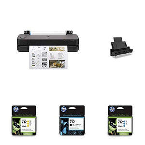 HP DesignJet T230 Large Format Compact Wireless Plotter Printer - 24" (5HB07A), with Multipack and High-Capacity Genuine Ink Cartridges (10 Inks) & Auto Sheet Feeder with Tray - Bundle