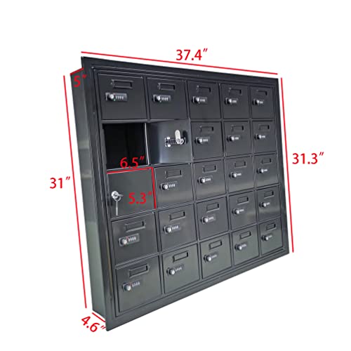 FixtureDisplays® Cell Phone Storage Locker, 25 Doors, Resettable Combination Locks, Black 19155-25ASC