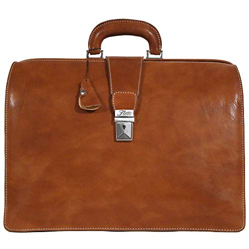 Floto Ciabatta Italian Leather Briefcase Attache (Olive (Honey) Brown)