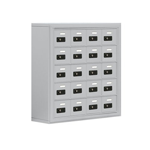 Salsbury Industries Aluminum 5-Door High Surface Mounted Cell Phone Storage Locker Unit with 20 A-Size Doors and Resettable Combination Locks