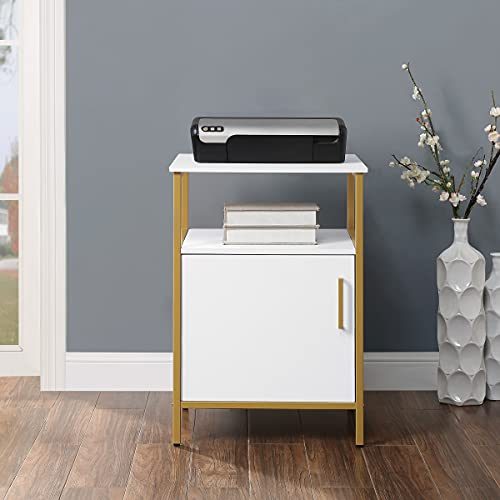 OSP HOME FURNISHINGS Designs Modern Life Contemporary Utility Table and Printer Stand with Storage Cabinet, White.
