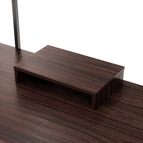 Bestier Computer Desk 47 Inches with Bookshelf and Wooden Monitor Stand Riser Combination Home Office Furniture Set Writing Desk with Storage Shelves