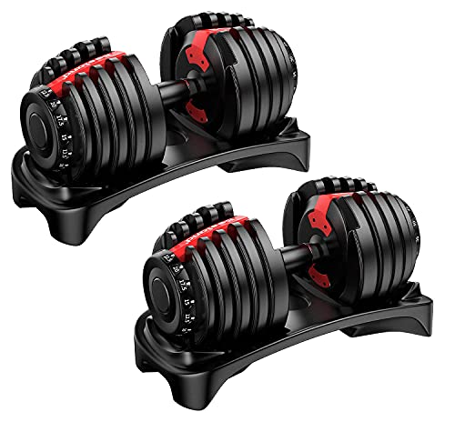 Bestand Adjustable Dumbbell, Fast Adjust Weight Dumbbell Barbell 5-52.5lb Free Weight Dumbbell Suit for Man Women Training Equipment Exercise Strength Core Fitness Dumbbells Set (Pair)