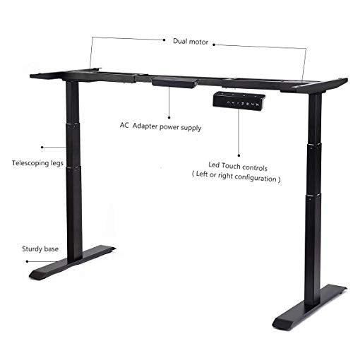 Toolsempire Dual Motor Electric Height Adjustable Standing Desk Frame Sit to Stand Table Base Ergonomic Stand up Riser with Memory Controller (Black Frame)