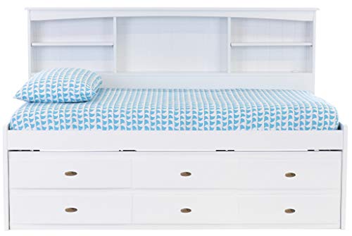 Discovery World Furniture Twin Bookcase Daybed with 6 Drawers White