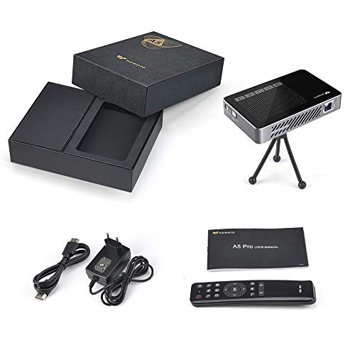 Mini Projector WOWOTO A5 Pro Android 7.1 100ANSI 2+32G Portable DLP Video Projector 150" Home Theater Projectors with BT4.0 Support WiFi Wireless Screen Share 1080P HDMI USB SD Card